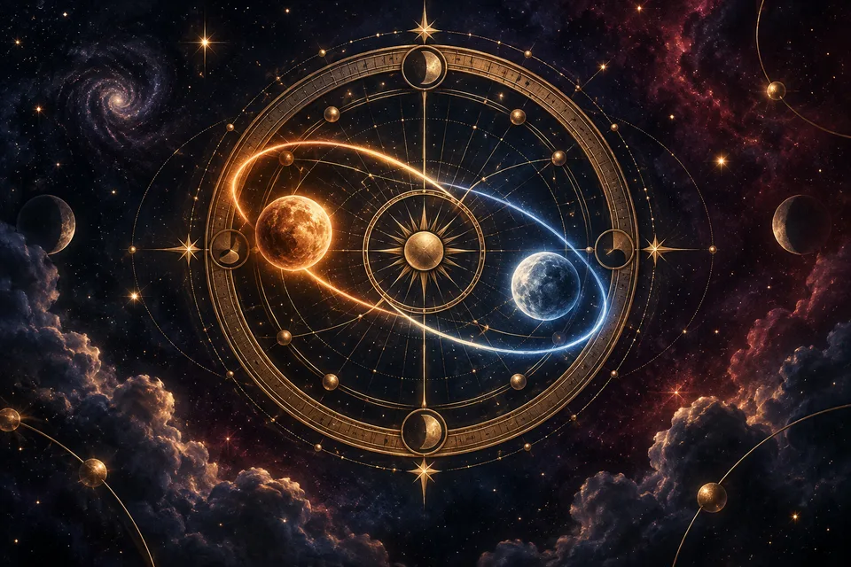 Two luminous orbits meet in a golden celestial chart