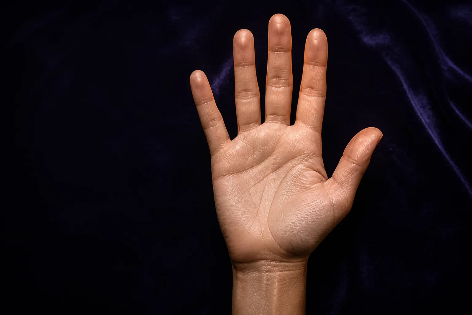 A clear, well-lit open palm ready for an AI palm reading