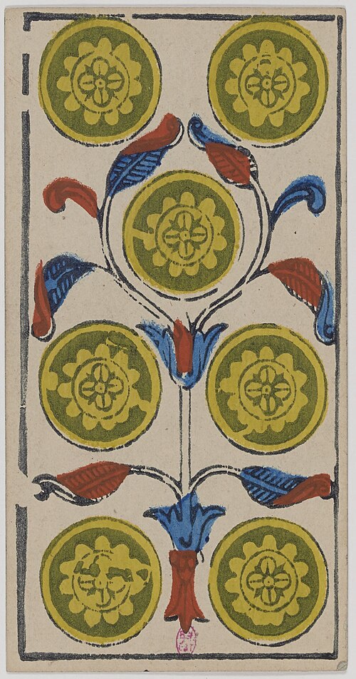 Seven of Coins · Historical Tarot de Marseille