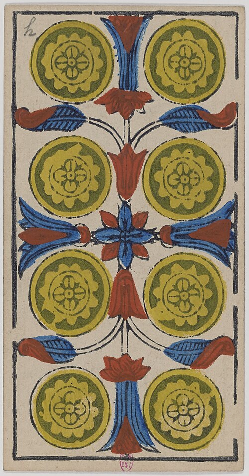 Eight of Coins · Historical Tarot de Marseille