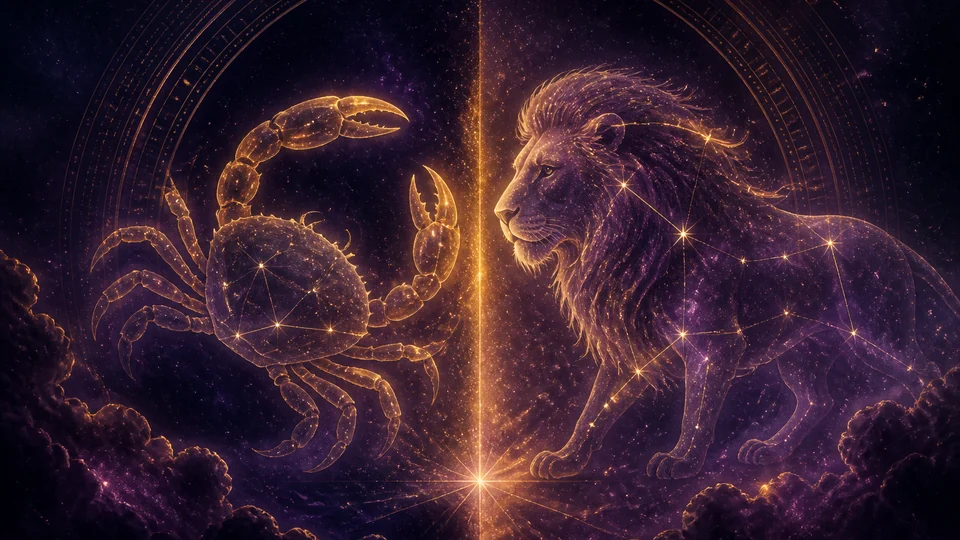 Two constellations meet at the boundary between two zodiac signs